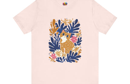 Tan Cat Floral Tee
