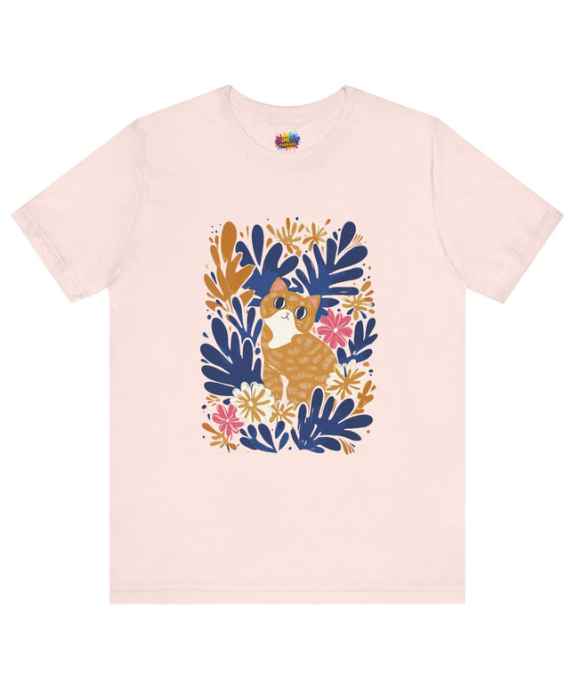 Tan Cat Floral Tee