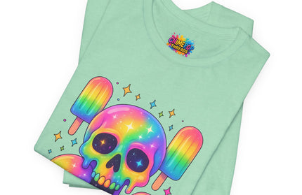 Rainbow Skull Popsicle Glitter Cosmic Goth Tee