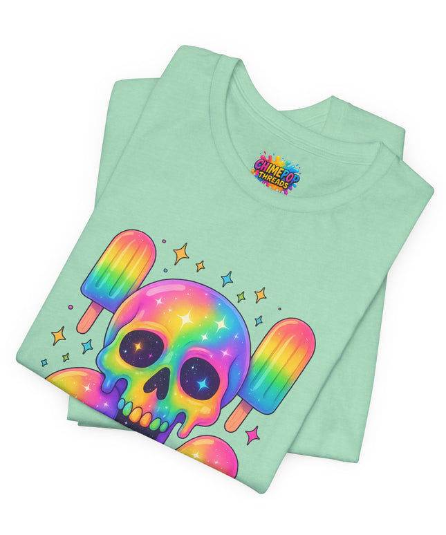 Rainbow Skull Popsicle Glitter Cosmic Goth Tee