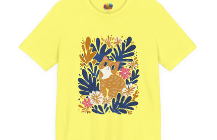 Tan Cat Floral Tee