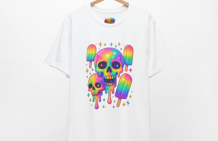 Rainbow Skull Popsicle Glitter Cosmic Goth Tee