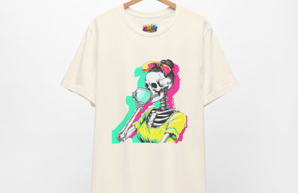 3D Retro Pop Skeleton Coffee Shirt