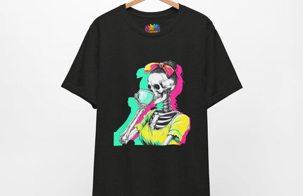3D Retro Pop Skeleton Coffee Shirt