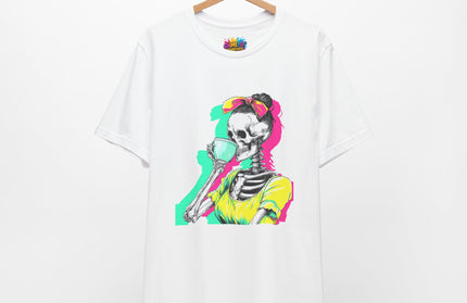 3D Retro Pop Skeleton Coffee Shirt