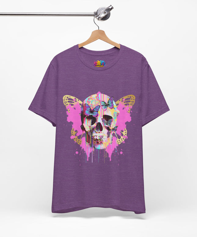 Butterfly Skull Pink Splatter Gothic Tee