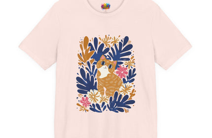 Tan Cat Floral Tee