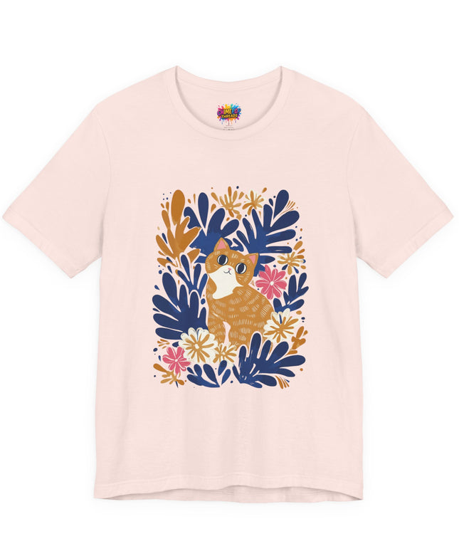 Tan Cat Floral Tee
