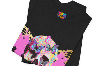 Butterfly Skull Pink Splatter Gothic Tee