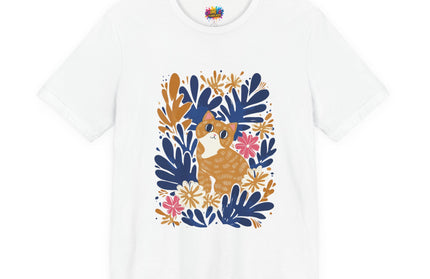Tan Cat Floral Tee