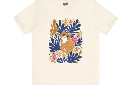 Tan Cat Floral Tee