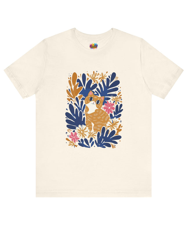 Tan Cat Floral Tee