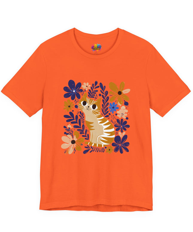 Orange Cat Floral Tee