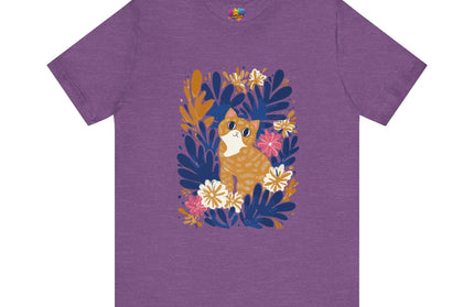 Tan Cat Floral Tee