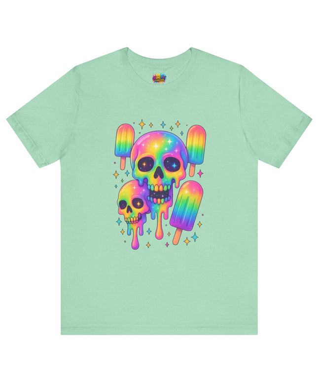 Rainbow Skull Popsicle Glitter Cosmic Goth Tee