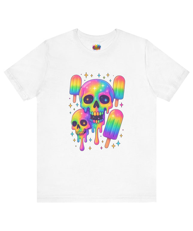 Rainbow Skull Popsicle Glitter Cosmic Goth Tee