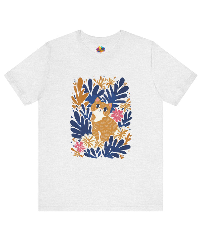 Tan Cat Floral Tee