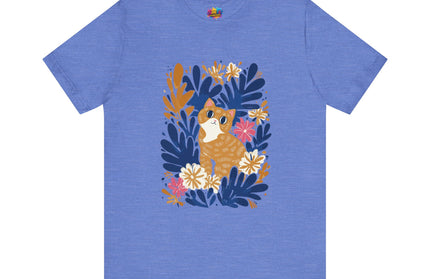 Tan Cat Floral Tee