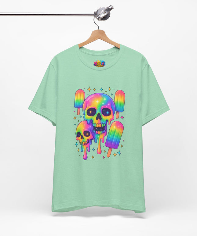 Rainbow Skull Popsicle Glitter Cosmic Goth Tee