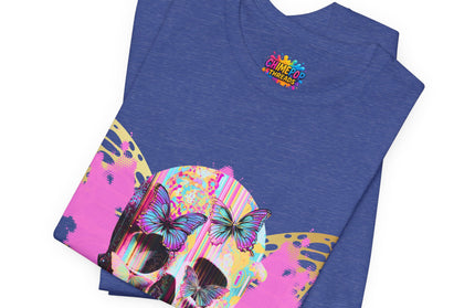 Butterfly Skull Pink Splatter Gothic Tee