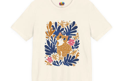 Tan Cat Floral Tee
