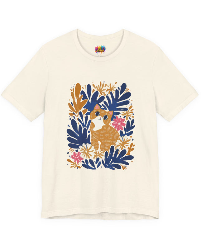 Tan Cat Floral Tee