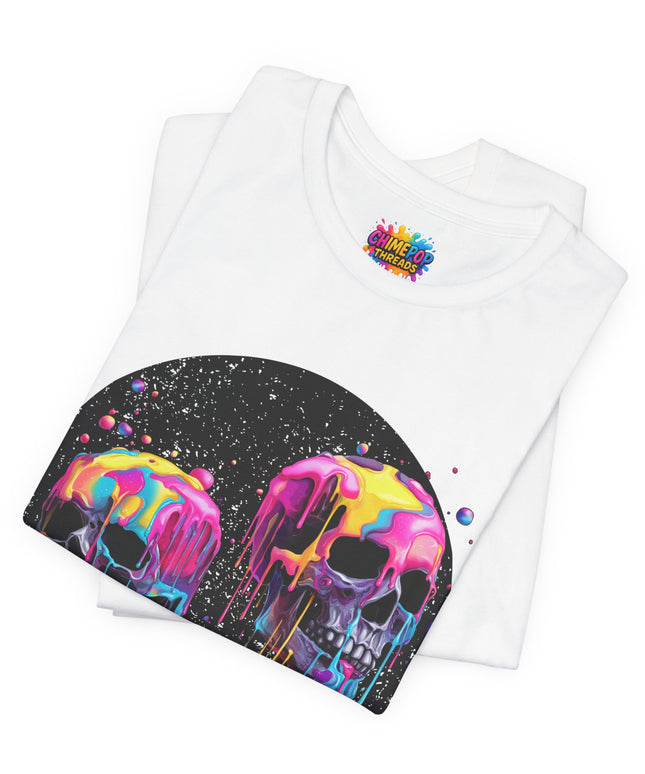 Neon Skull Drip Psychedelic Space Tee