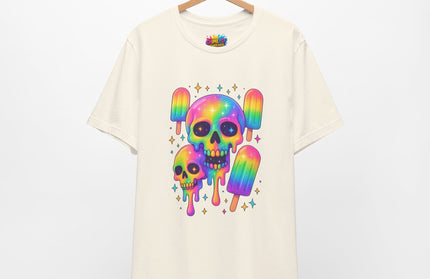 Rainbow Skull Popsicle Glitter Cosmic Goth Tee