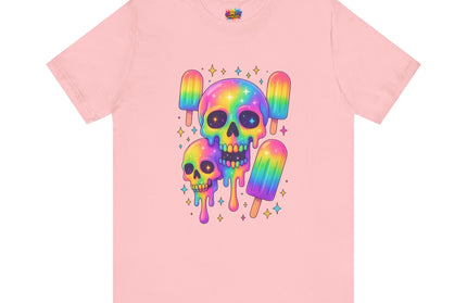 Rainbow Skull Popsicle Glitter Cosmic Goth Tee
