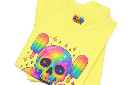 Rainbow Skull Popsicle Glitter Cosmic Goth Tee