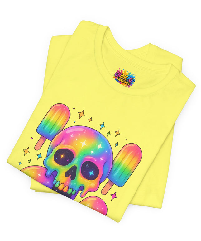 Rainbow Skull Popsicle Glitter Cosmic Goth Tee