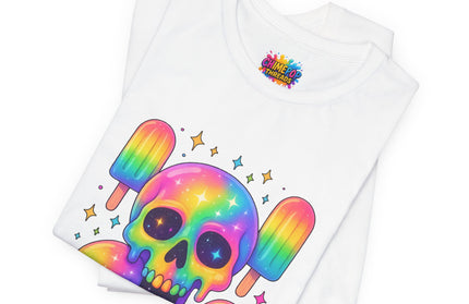 Rainbow Skull Popsicle Glitter Cosmic Goth Tee