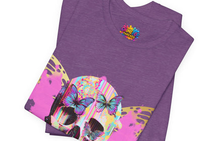 Butterfly Skull Pink Splatter Gothic Tee