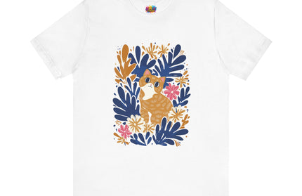 Tan Cat Floral Tee