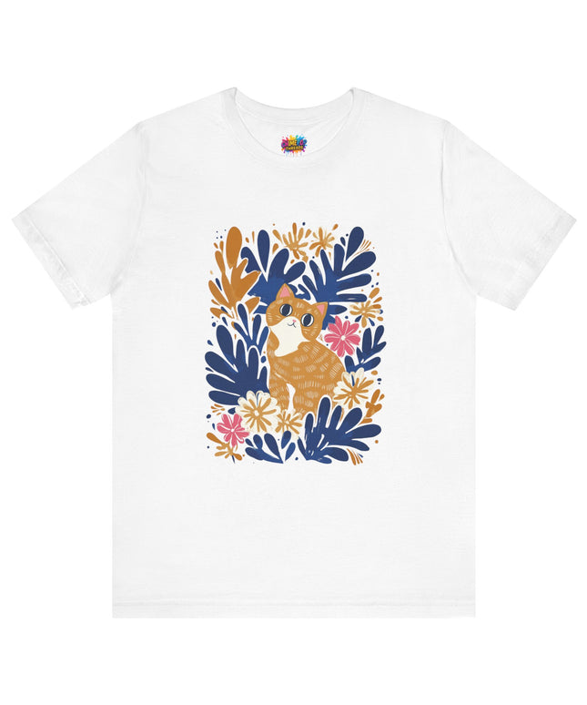Tan Cat Floral Tee