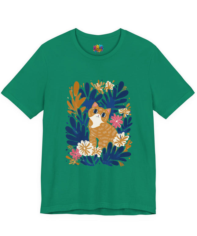 Tan Cat Floral Tee