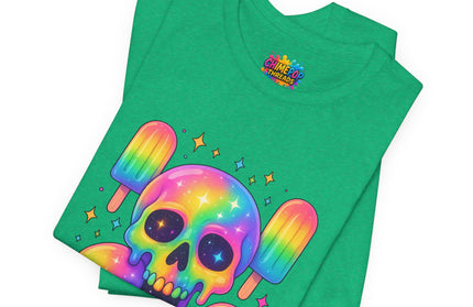 Rainbow Skull Popsicle Glitter Cosmic Goth Tee