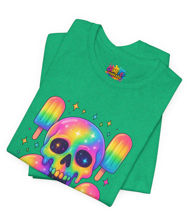 Rainbow Skull Popsicle Glitter Cosmic Goth Tee