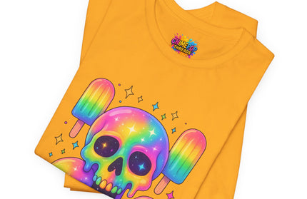 Rainbow Skull Popsicle Glitter Cosmic Goth Tee