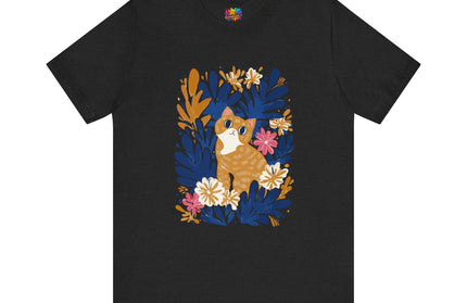 Tan Cat Floral Tee