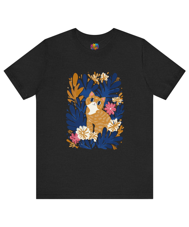 Tan Cat Floral Tee