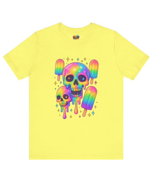 Rainbow Skull Popsicle Glitter Cosmic Goth Tee