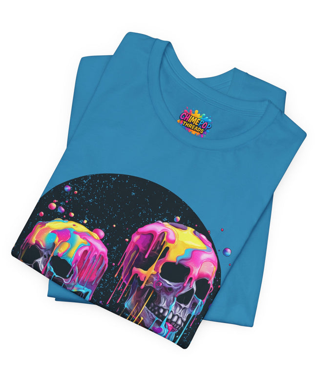 Neon Skull Drip Psychedelic Space Tee