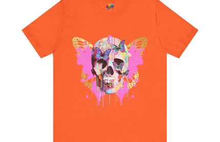 Butterfly Skull Pink Splatter Gothic Tee