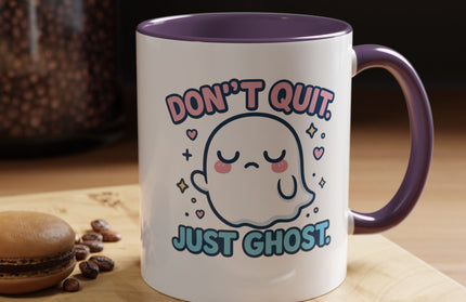Don't Quit, Just Ghost, Dopamine Style, Funny Coffee Mug, Bold Phrase Cup, Aesthetic Gift Mug, Colorful Ceramic Coffee Cup