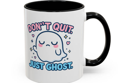 Don't Quit, Just Ghost, Dopamine Style, Funny Coffee Mug, Bold Phrase Cup, Aesthetic Gift Mug, Colorful Ceramic Coffee Cup