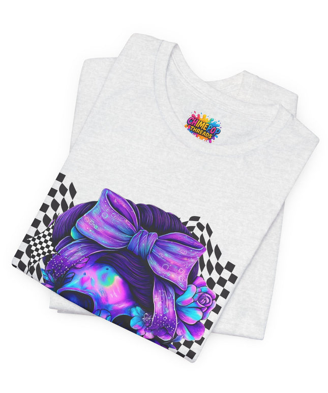 Electric Skull with Bubble Bow Goth Tee