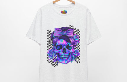 Electric Skull with Bubble Bow Goth Tee