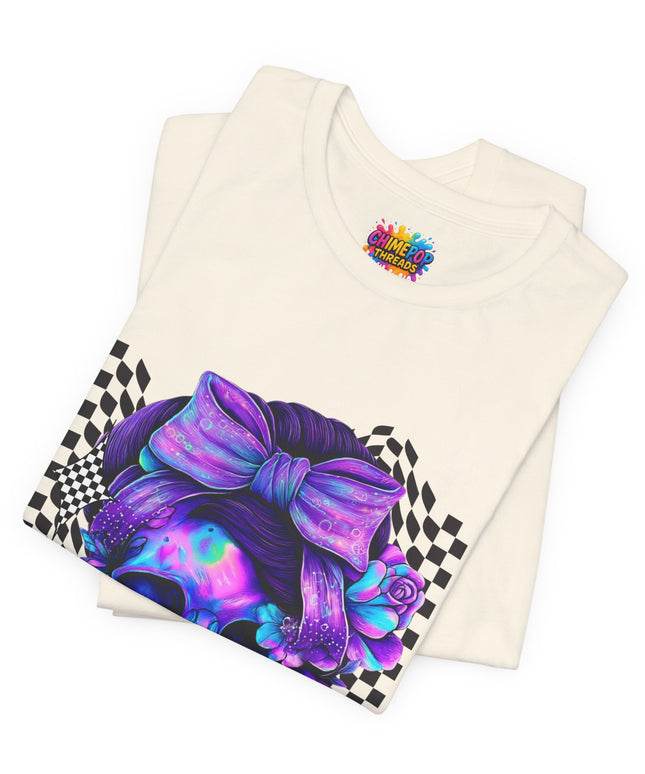 Electric Skull with Bubble Bow Goth Tee