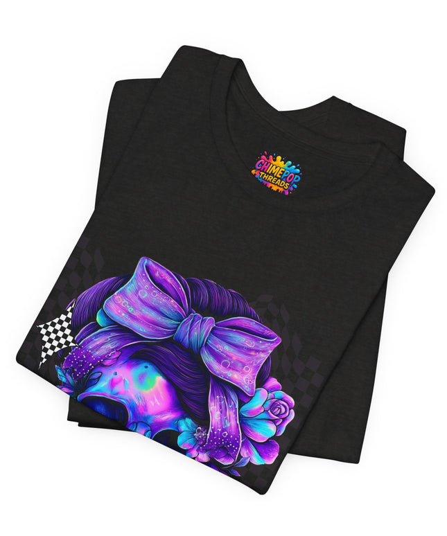 Electric Skull with Bubble Bow Goth Tee